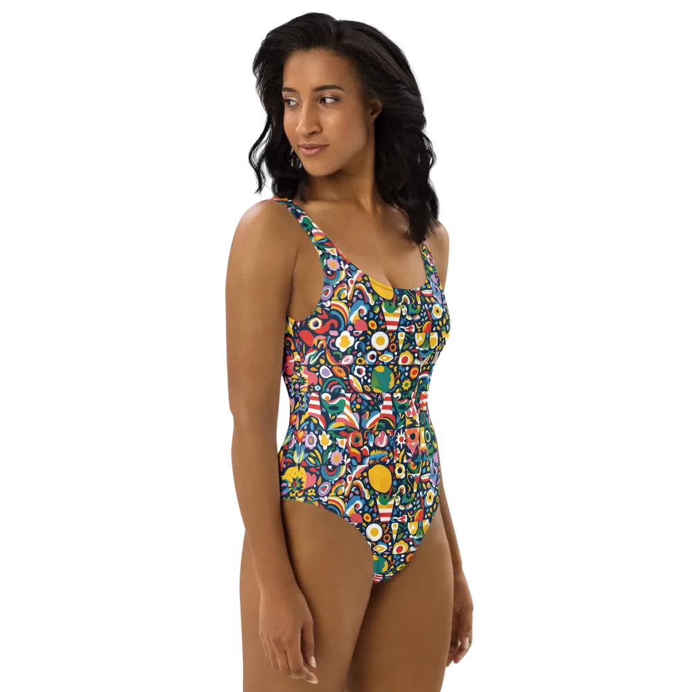Carnival Herbarium on One-Piece Swimsuit — Right