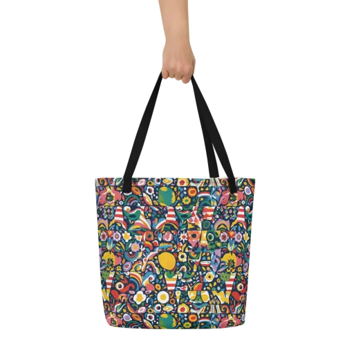 Carnival Herbarium on a Large Tote Bag W/ Pocket