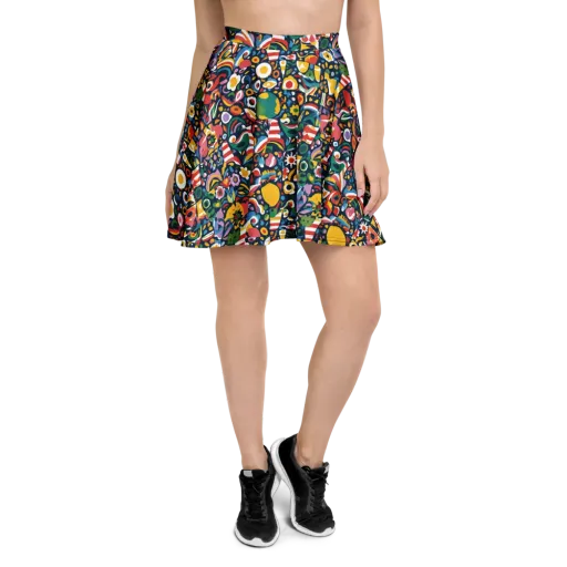 Carnival Herbarium on a Skater Skirt