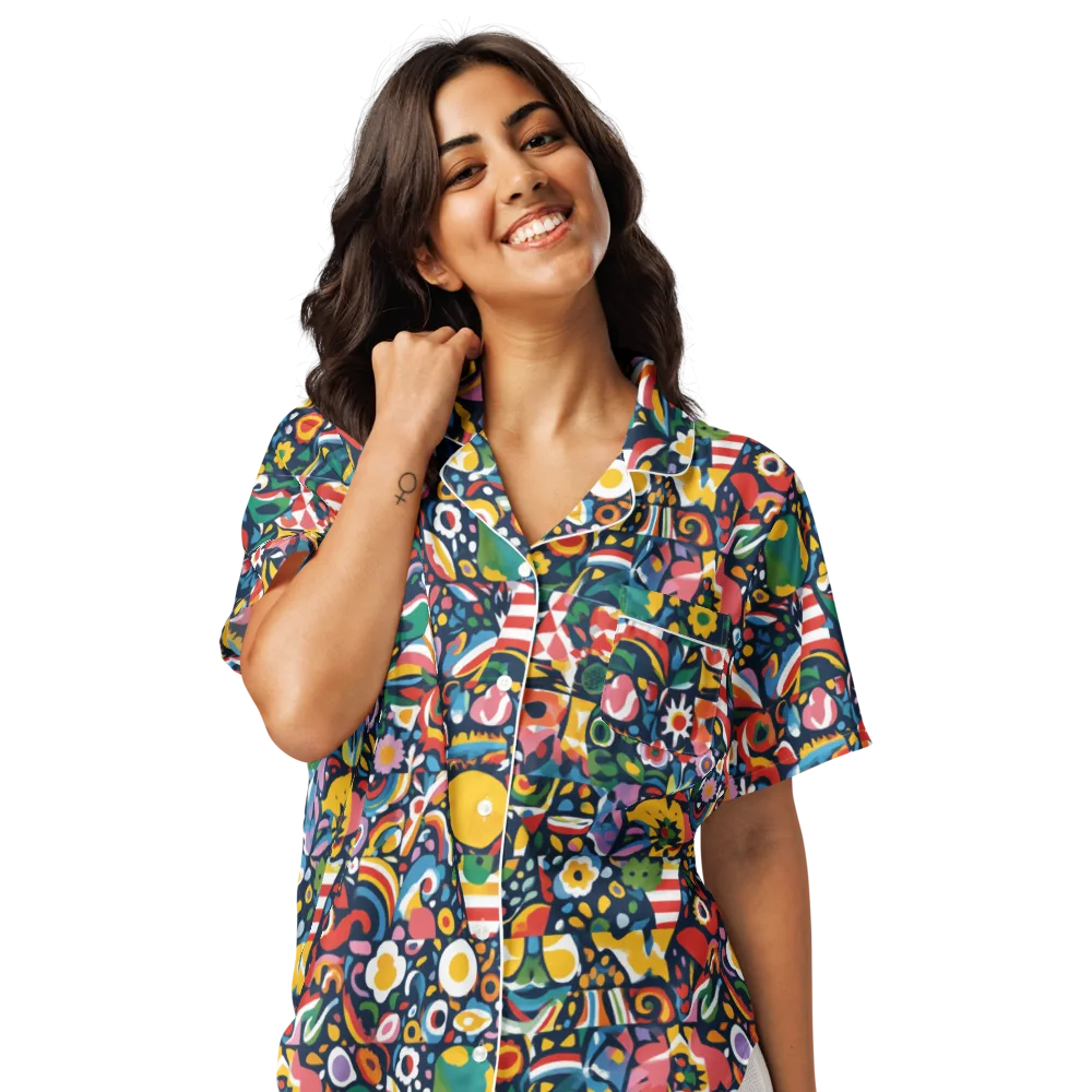 Carnival Herbarium on Women's Short Sleeve Pajama Top — Front