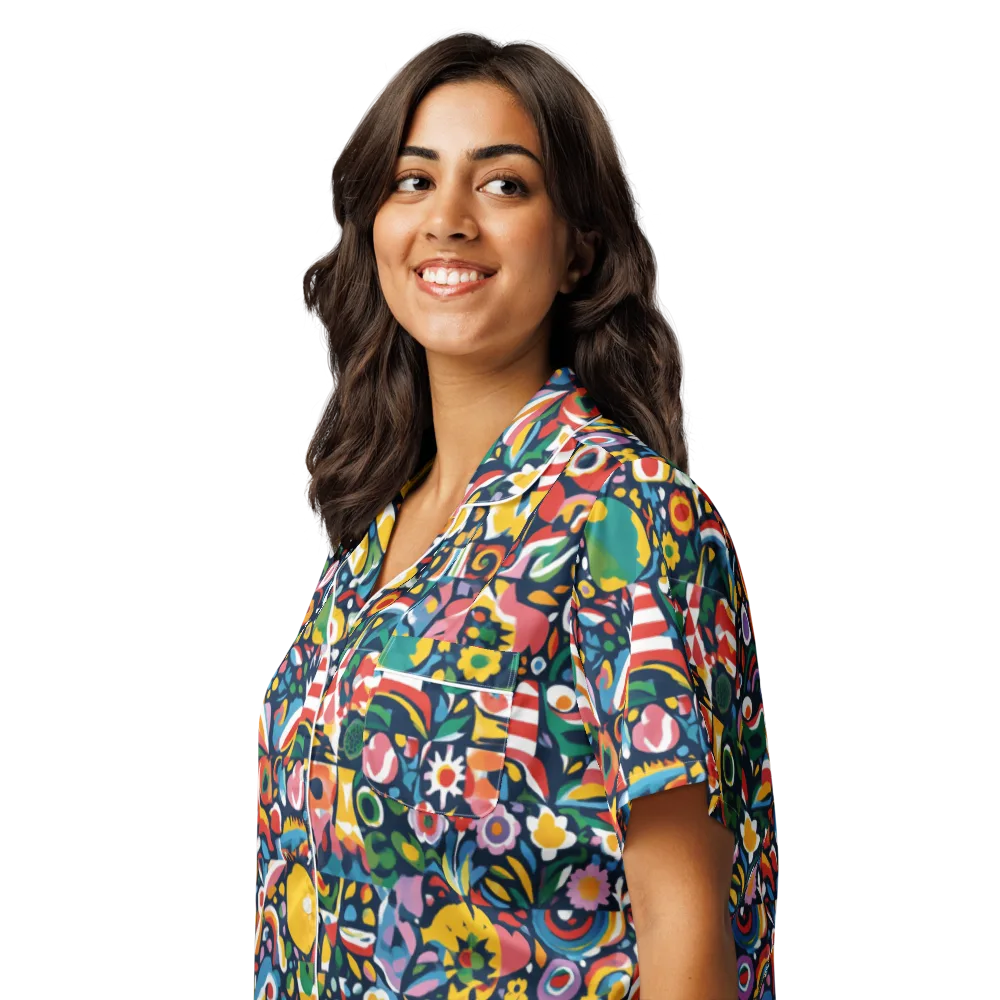 Carnival Herbarium on Women's Short Sleeve Pajama Top — Left Front