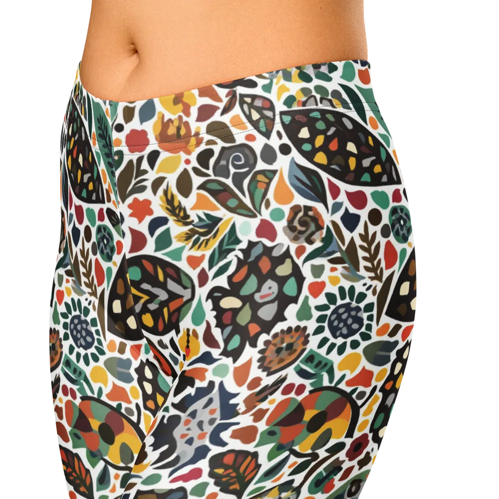 Folk Garden Mosaic on Capri Leggings — Zoomed-in