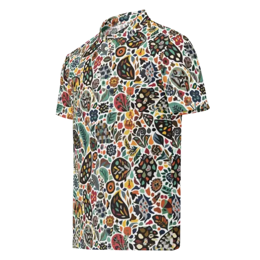 Folk Garden Mosaic on a Men's Slim Fit Polo Shirt
