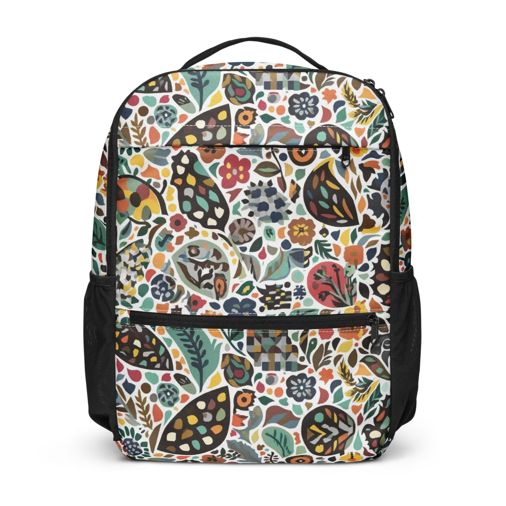Folk Garden Mosaic on Utility Backpack — Front