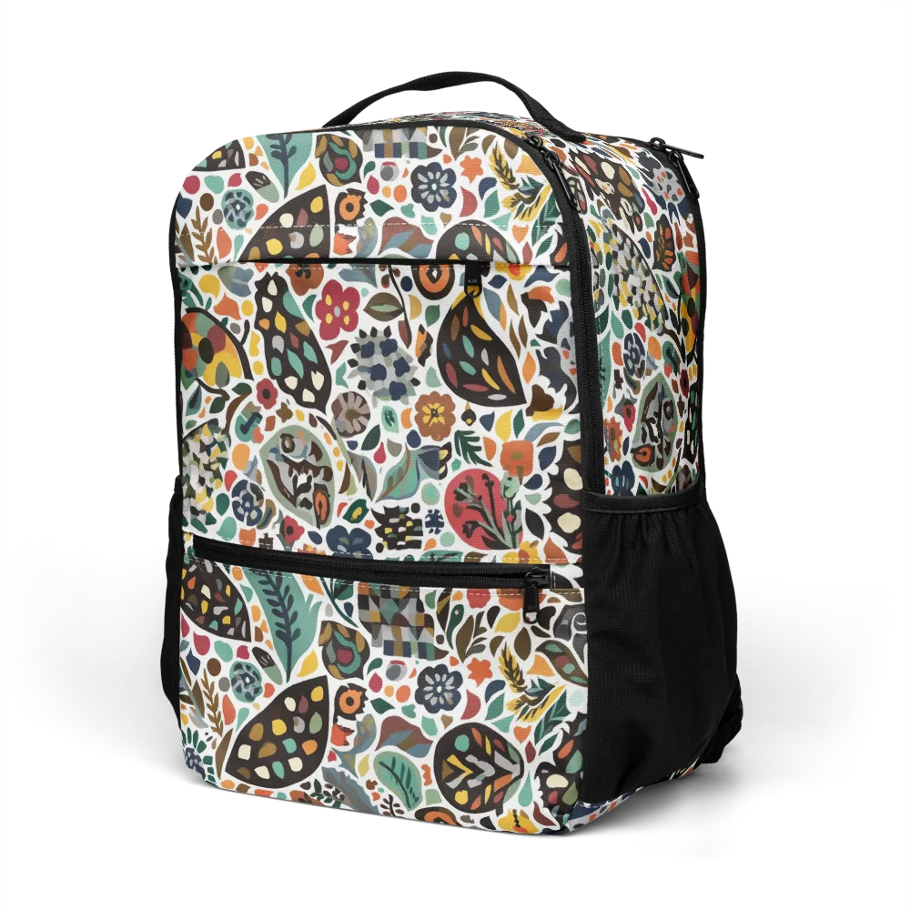 Folk Garden Mosaic on Utility Backpack — Left Front