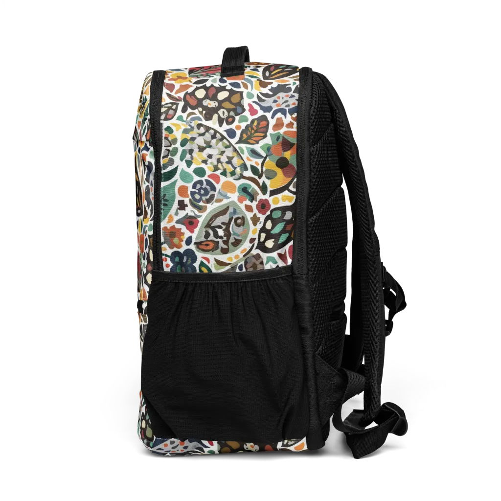 Folk Garden Mosaic on Utility Backpack — Left