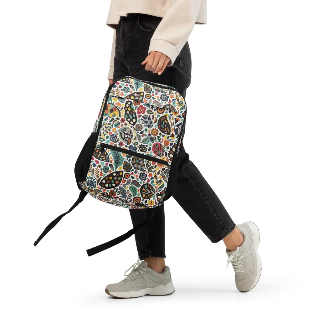 Folk Garden Mosaic on Utility Backpack — Front