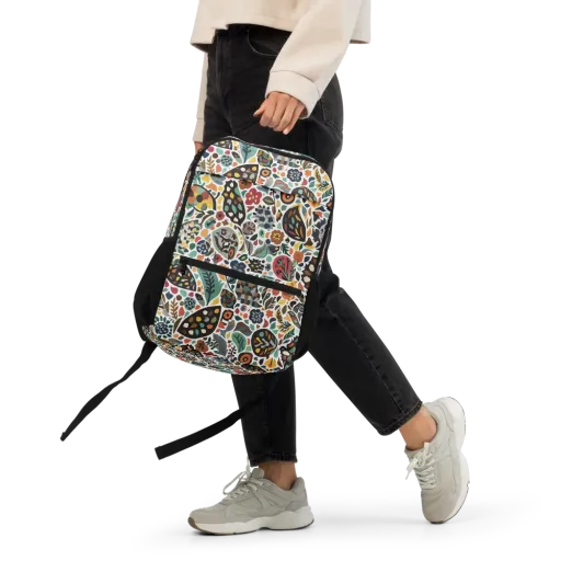 Folk Garden Mosaic on a Utility Backpack