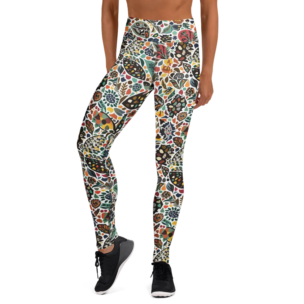 Folk Garden Mosaic on Yoga Leggings — Front