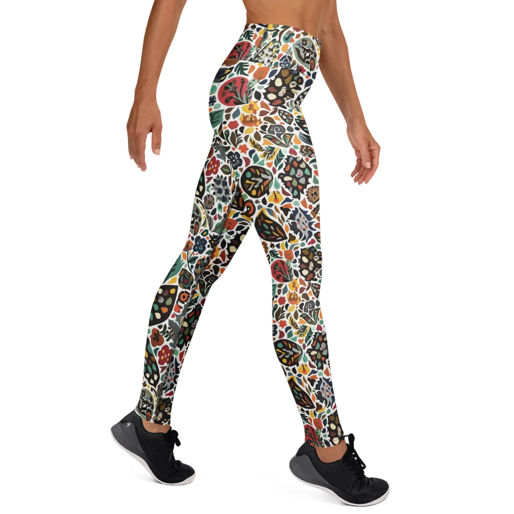Folk Garden Mosaic on Yoga Leggings — Right