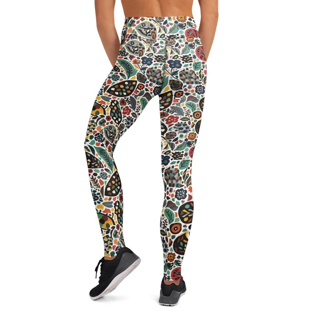Folk Garden Mosaic on Yoga Leggings — Back