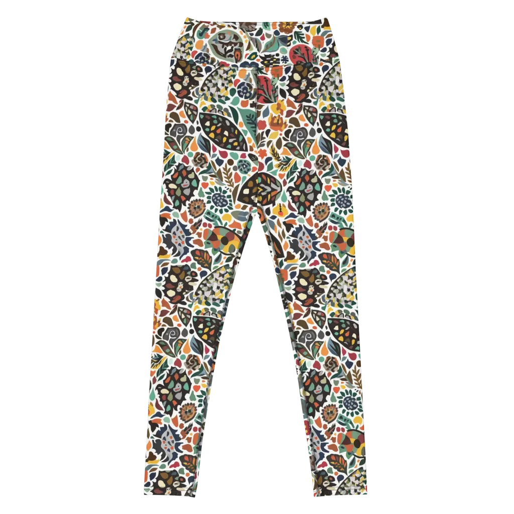 Folk Garden Mosaic on Yoga Leggings — Front