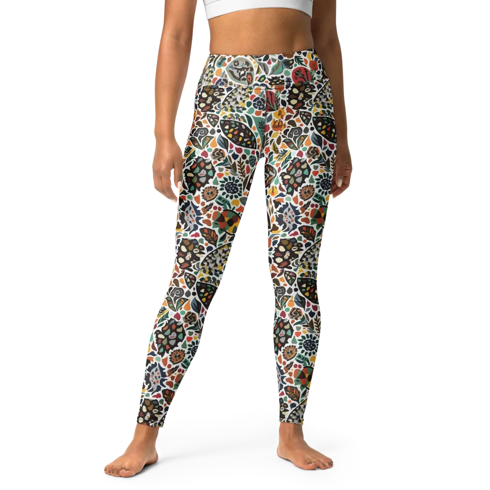 Folk Garden Mosaic on Yoga Leggings — Front