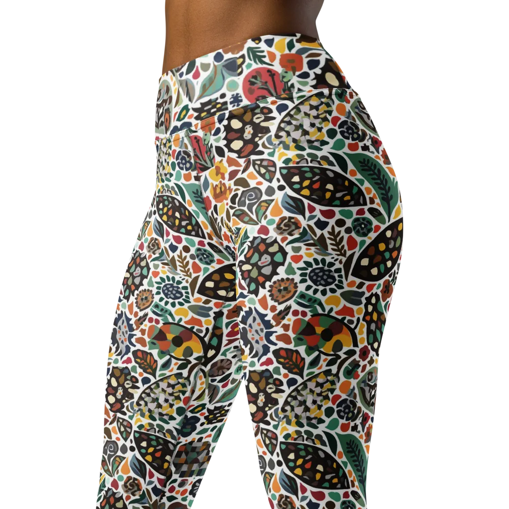 Folk Garden Mosaic on Yoga Leggings — Left Front