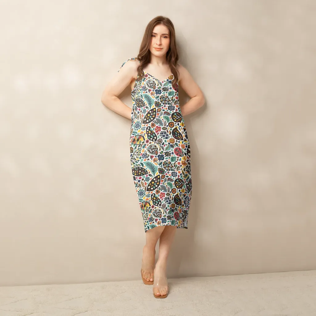 Folk Garden Mosaic on Slip Dress — Front