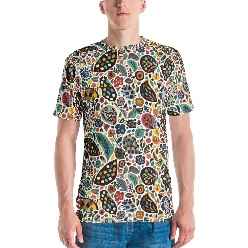Folk Garden Mosaic on Men's Crew Neck T-Shirt — Front