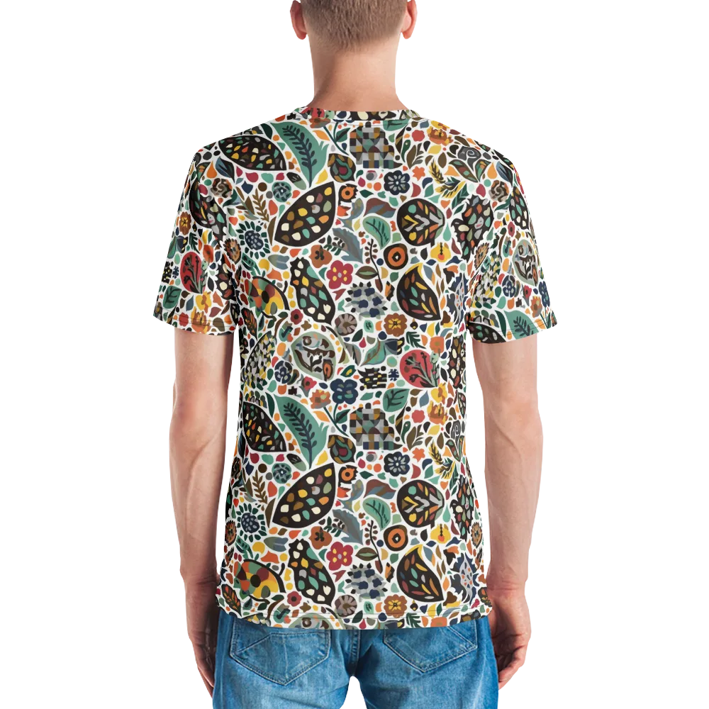 Folk Garden Mosaic on Men's Crew Neck T-Shirt — Back