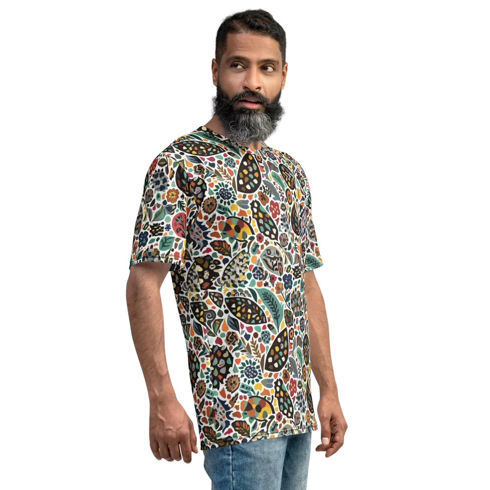 Folk Garden Mosaic on Men's Crew Neck T-Shirt — Right