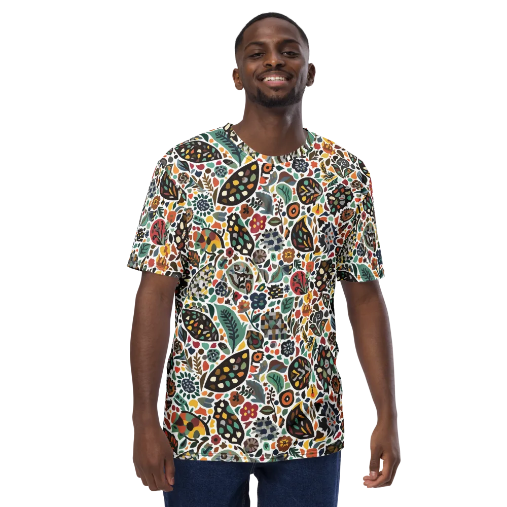 Folk Garden Mosaic on Men's Crew Neck T-Shirt — Front