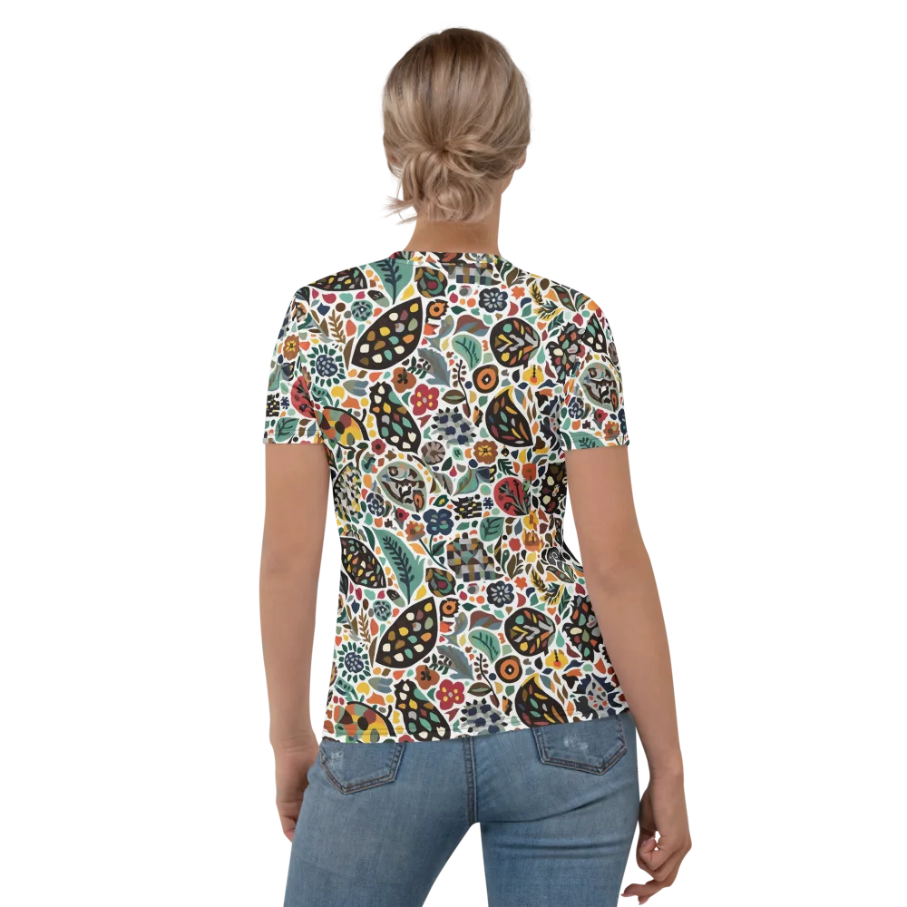 Folk Garden Mosaic on Women's Crew Neck T-Shirt — Back