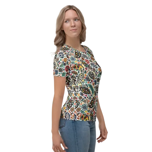 Folk Garden Mosaic on a Women's Crew Neck T-Shirt