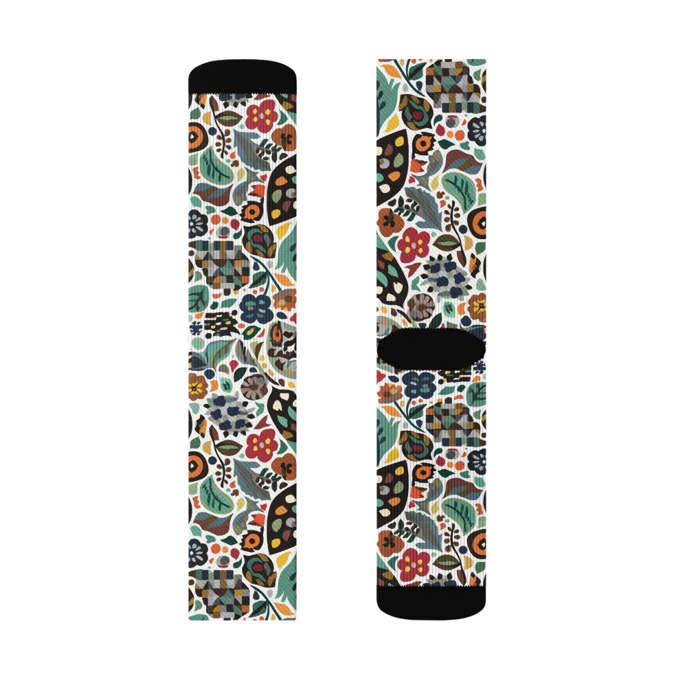 Folk Garden Mosaic on Socks — Left Sock