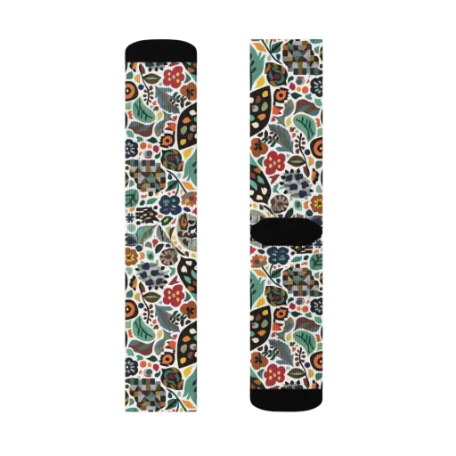 Folk Garden Mosaic on a Socks