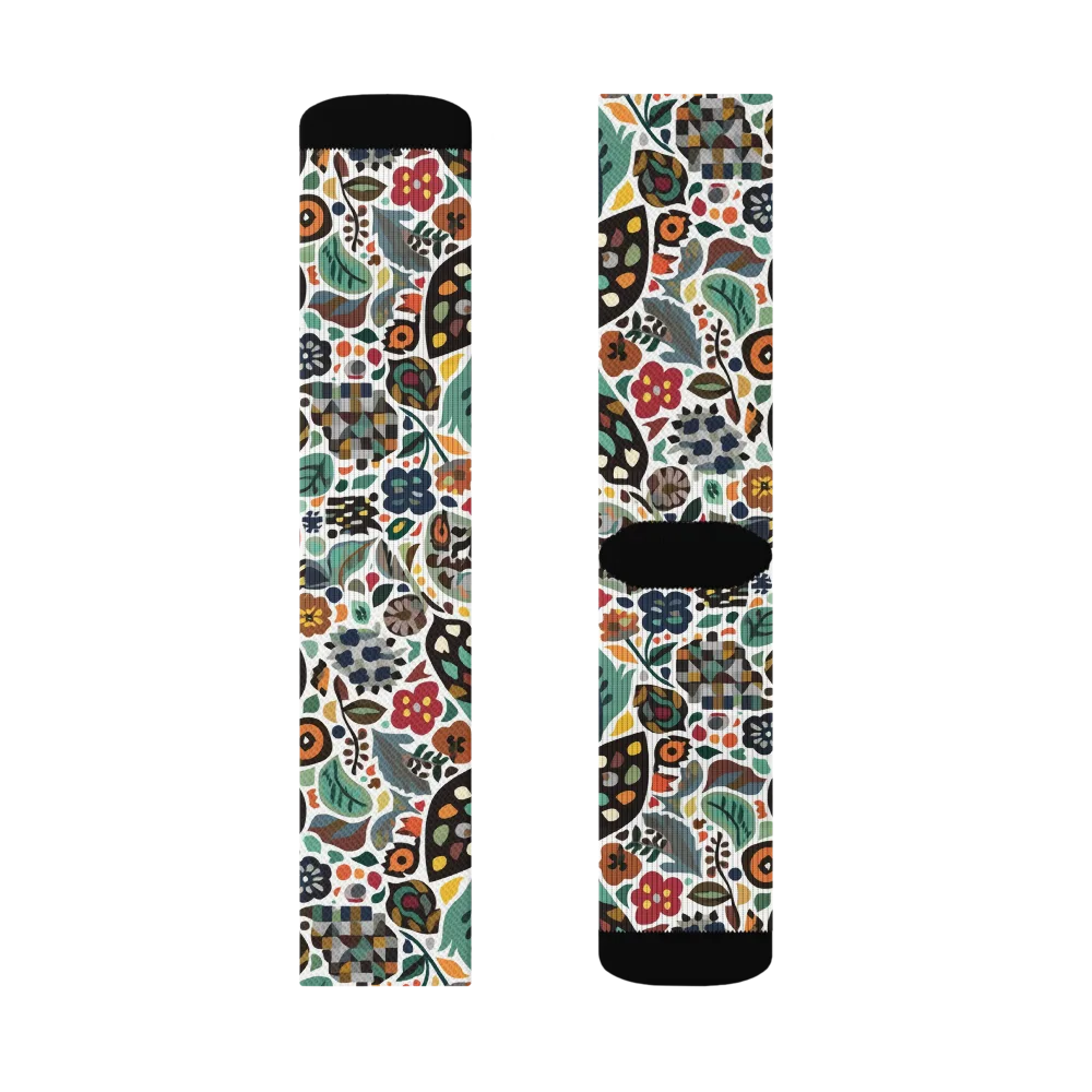 Folk Garden Mosaic on Socks — Right Sock