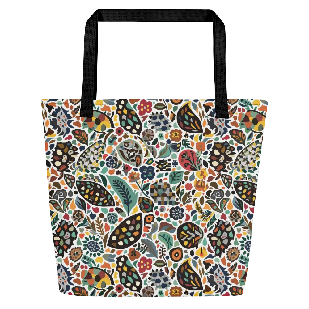 Folk Garden Mosaic on Large Tote Bag W/ Pocket — Front