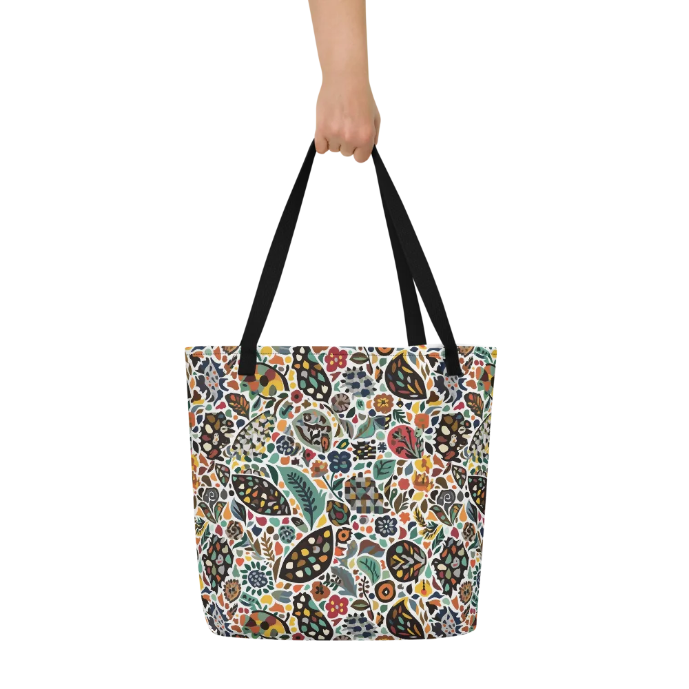 Folk Garden Mosaic on Large Tote Bag W/ Pocket — Front