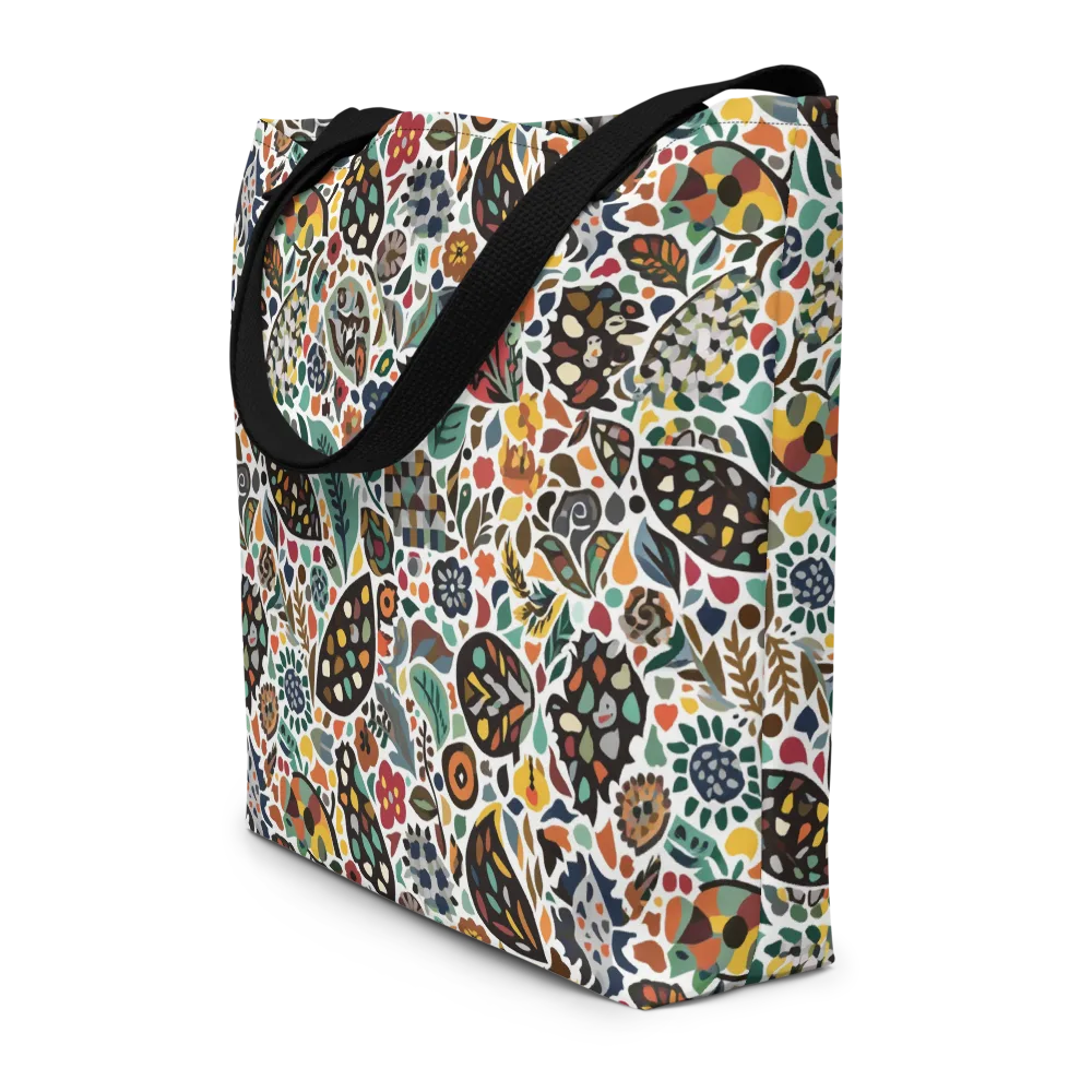 Folk Garden Mosaic on Large Tote Bag W/ Pocket — Front