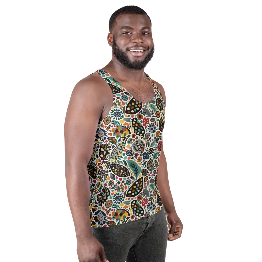 Folk Garden Mosaic on Men's Tank Top — Right Front
