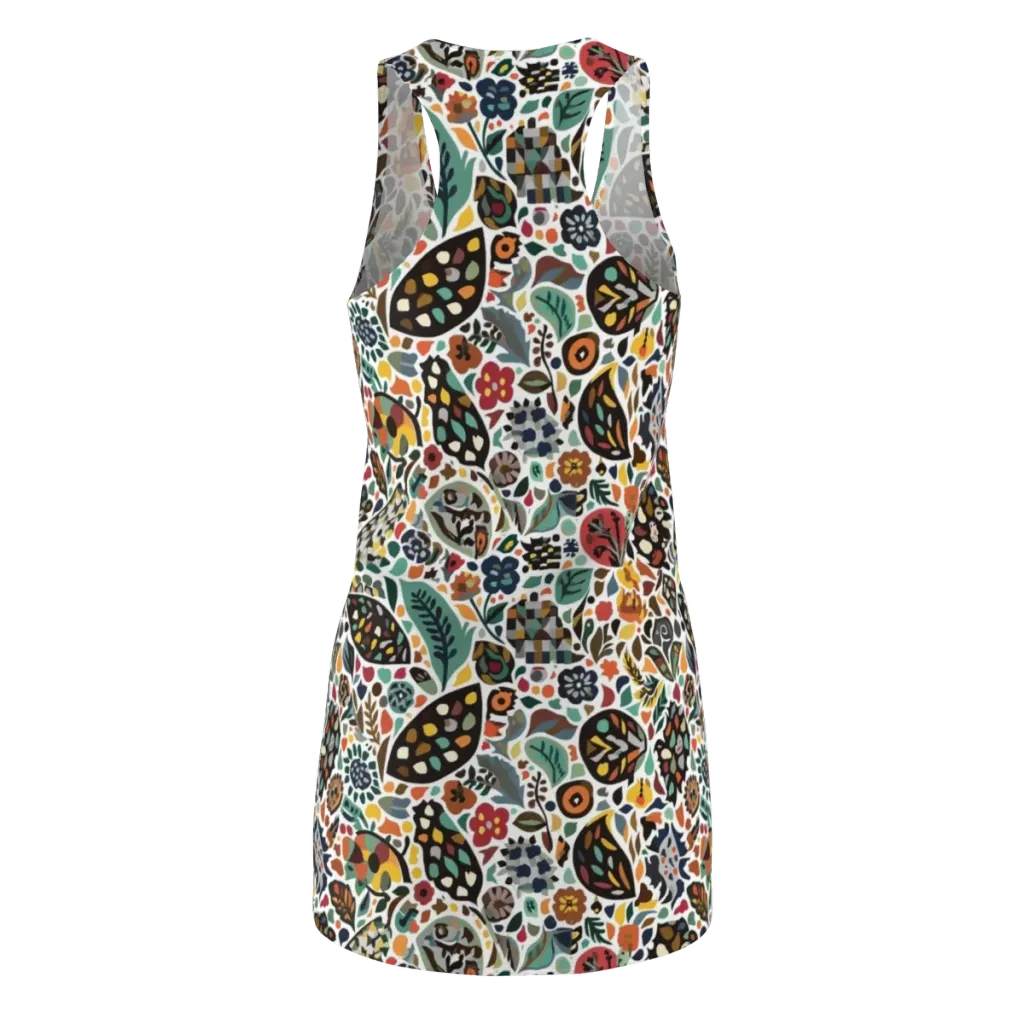 Folk Garden Mosaic on Racerback Dress — Back