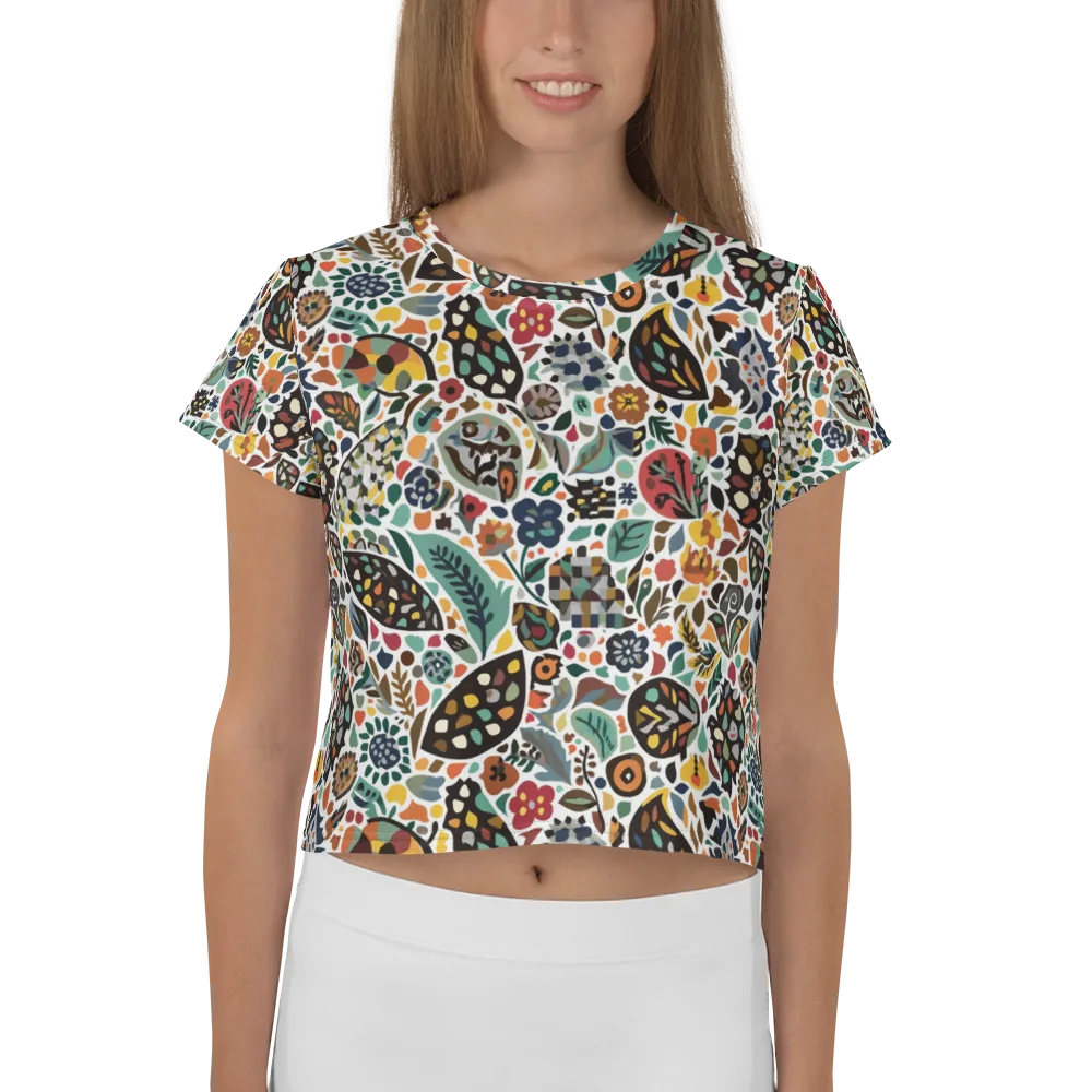 Folk Garden Mosaic on Crop Tee — Front