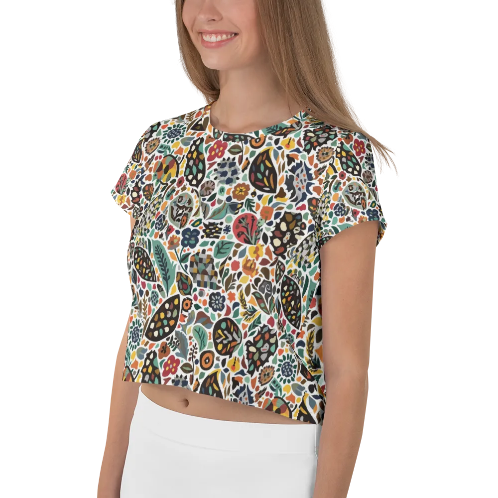 Folk Garden Mosaic on Crop Tee — Left