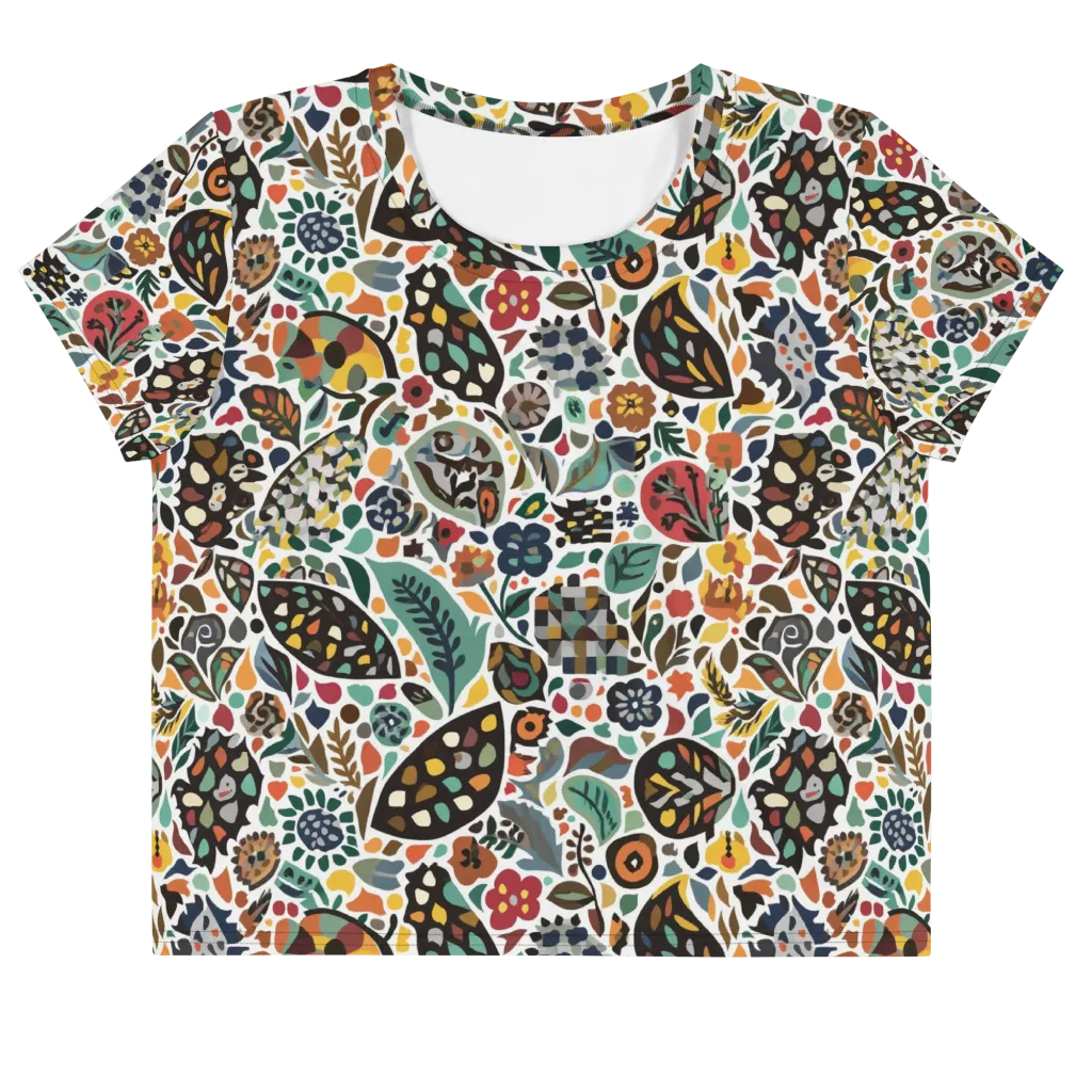 Folk Garden Mosaic on Crop Tee — Front