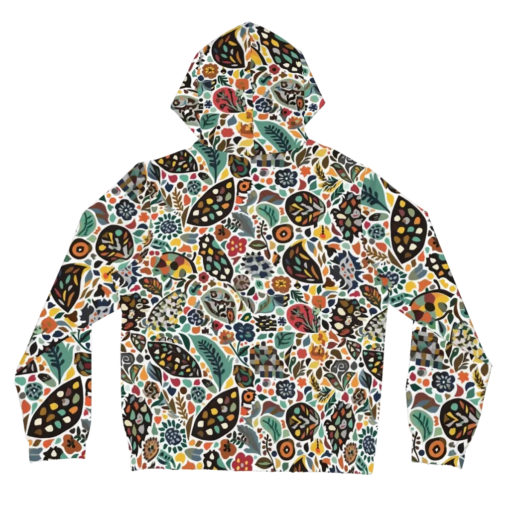Folk Garden Mosaic on Women's Full-Zip Hoodie — Back
