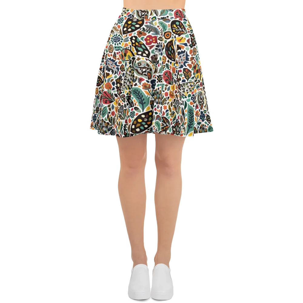 Folk Garden Mosaic on Skater Skirt — Front