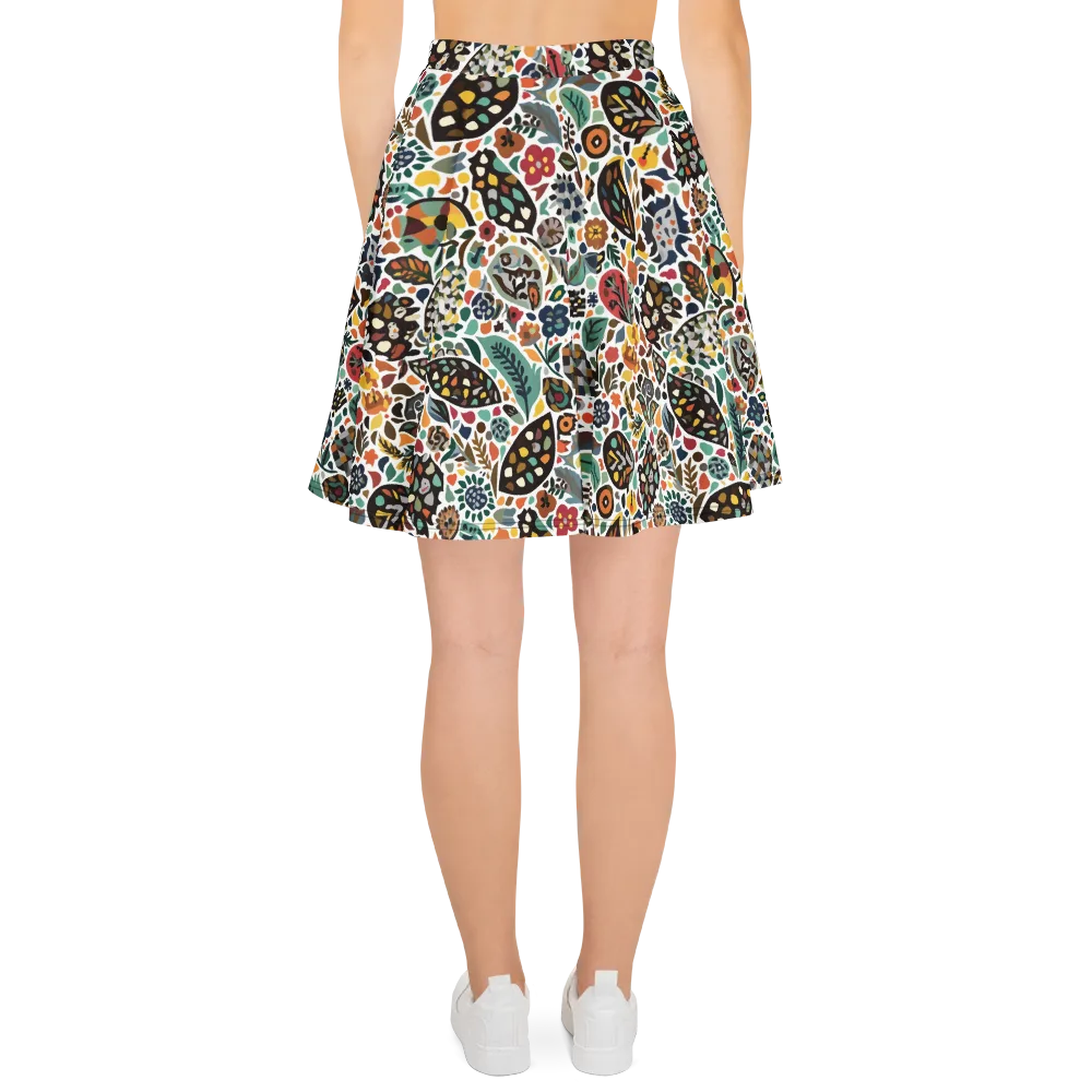 Folk Garden Mosaic on Skater Skirt — Back