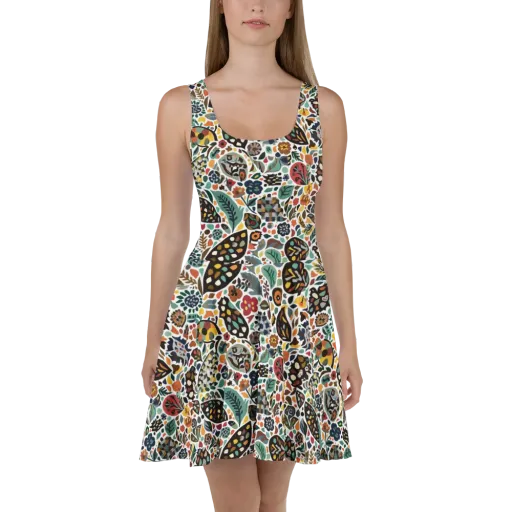Folk Garden Mosaic on a Skater Dress