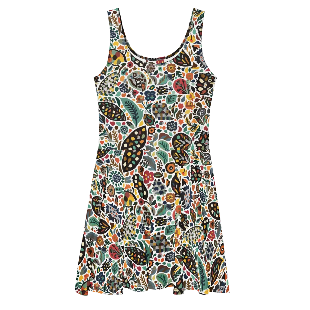 Folk Garden Mosaic on Skater Dress — Front