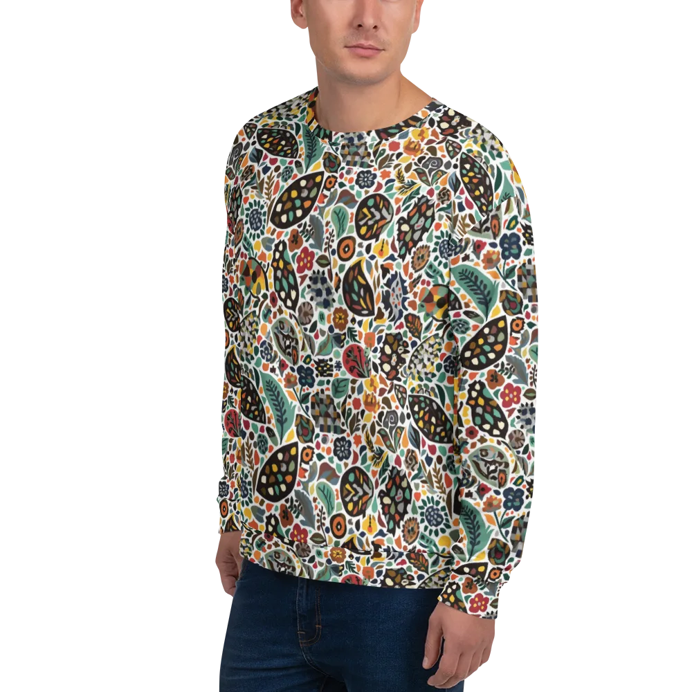 Folk Garden Mosaic on Sweatshirt — Left Front