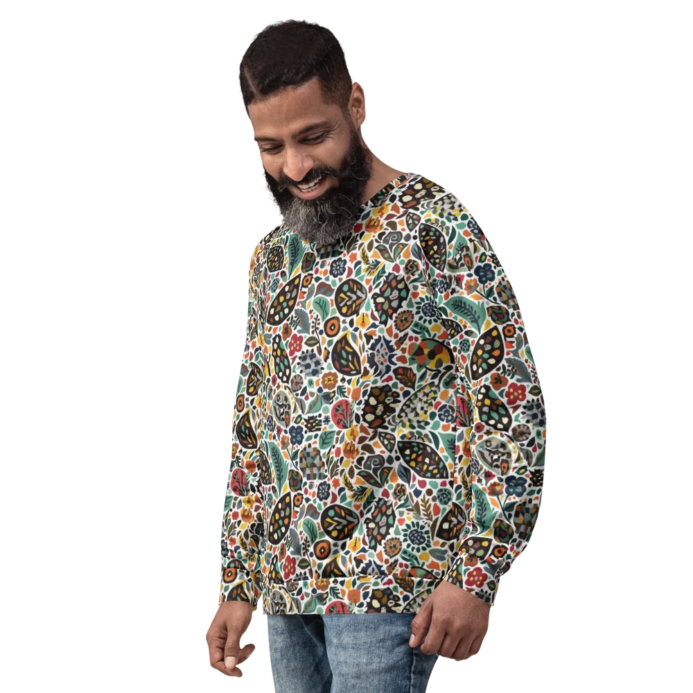 Folk Garden Mosaic on Sweatshirt — Left Front