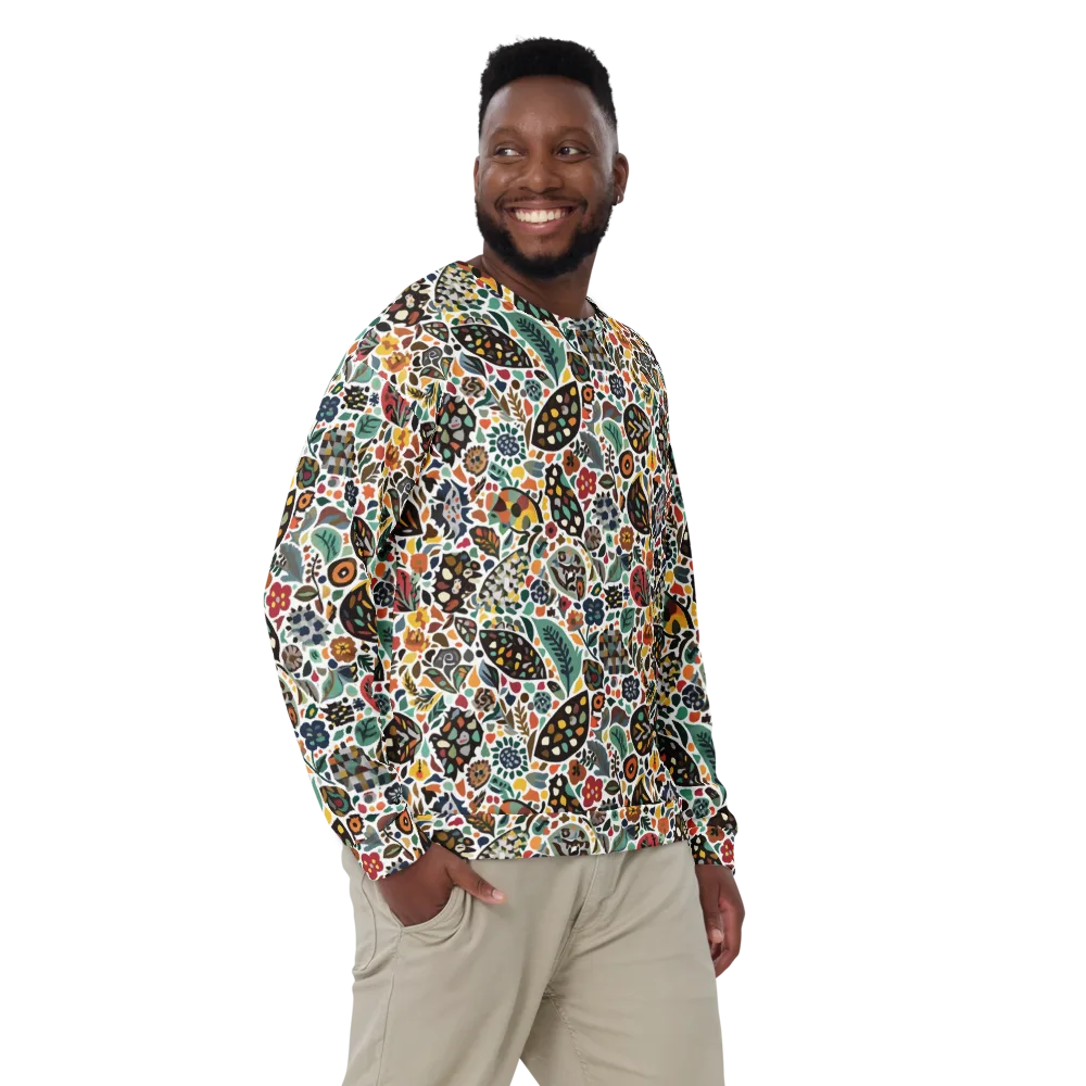 Folk Garden Mosaic on Sweatshirt — Front