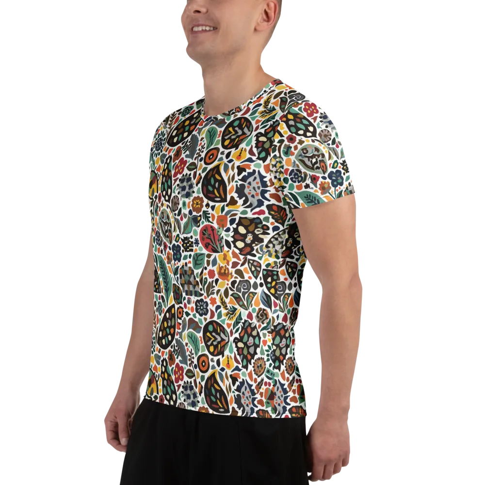 Folk Garden Mosaic on Men's Athletic T-Shirt — Left