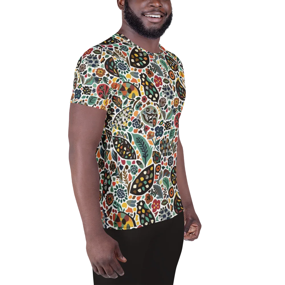 Folk Garden Mosaic on Men's Athletic T-Shirt — Right