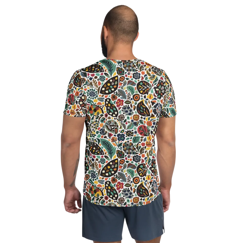 Folk Garden Mosaic on Men's Athletic T-Shirt — Back
