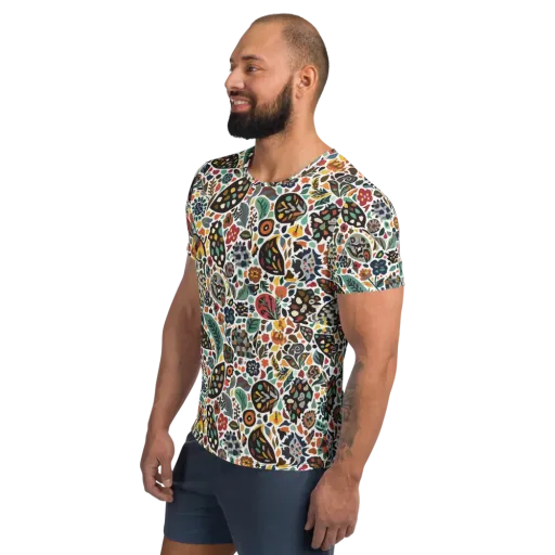 Folk Garden Mosaic on a Men's Athletic T-Shirt