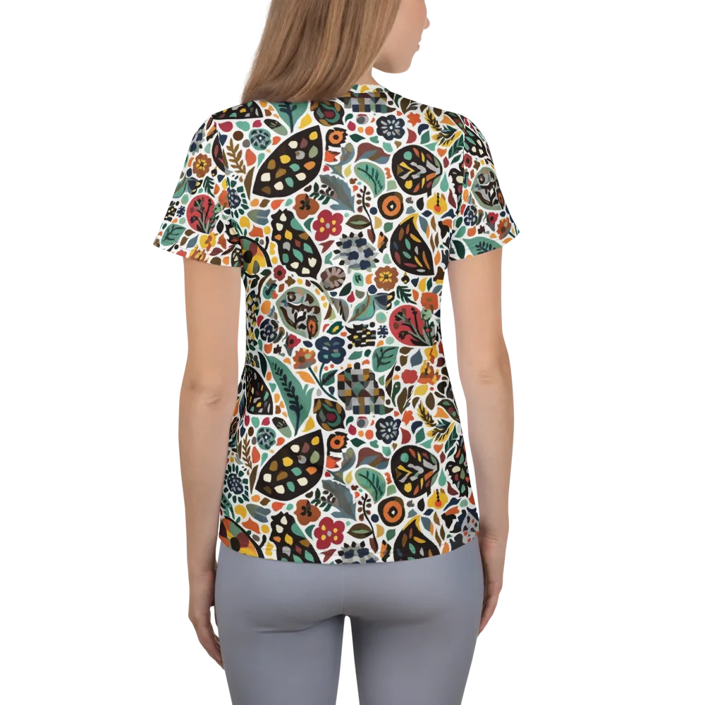 Folk Garden Mosaic on Women's Athletic T-Shirt — Back