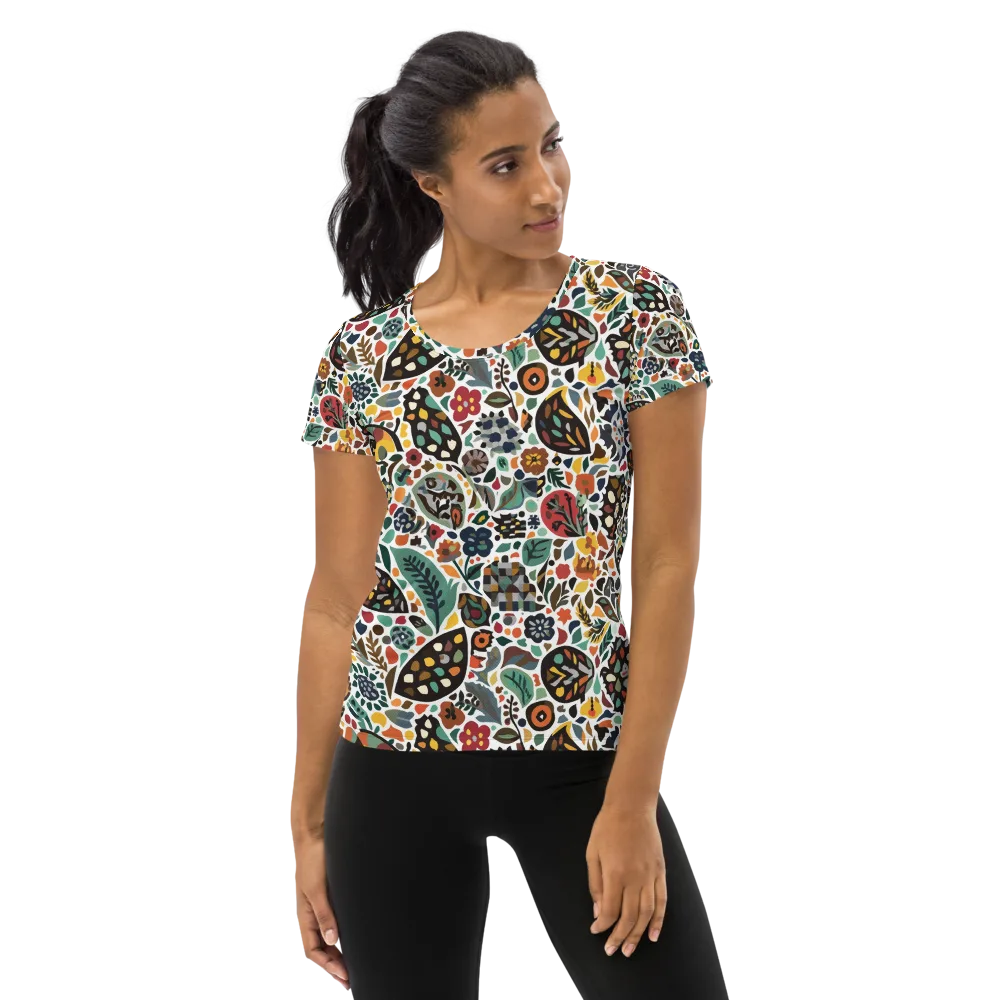 Folk Garden Mosaic on Women's Athletic T-Shirt — Front